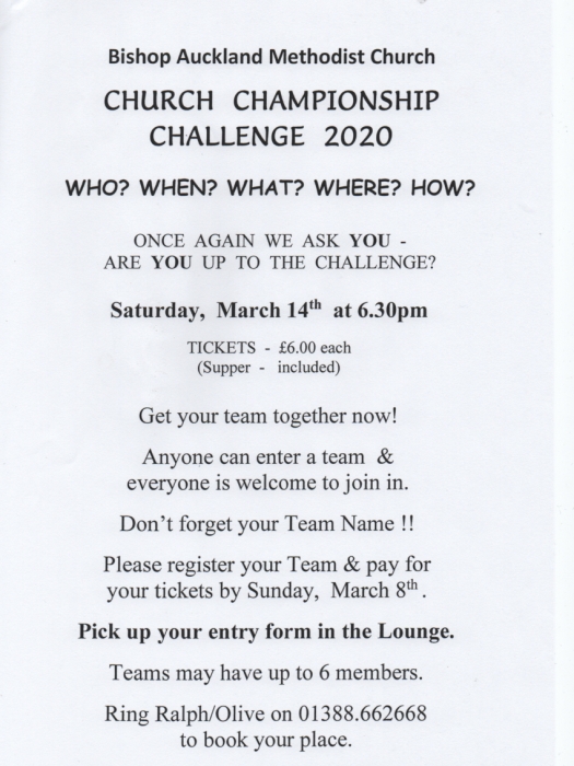 BA Church Championship Challenge 14032020
