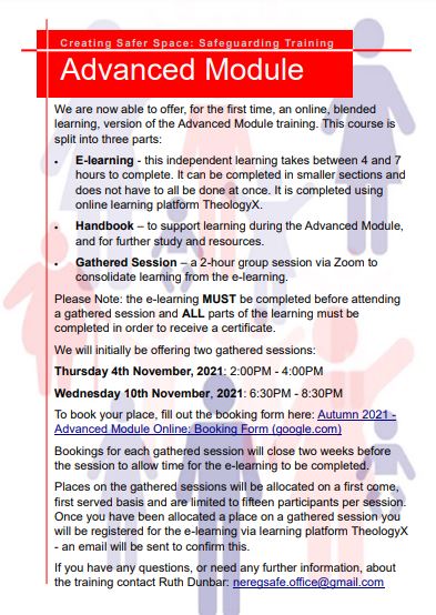 Safeguarding training online advanced Autumn 2021 website poster